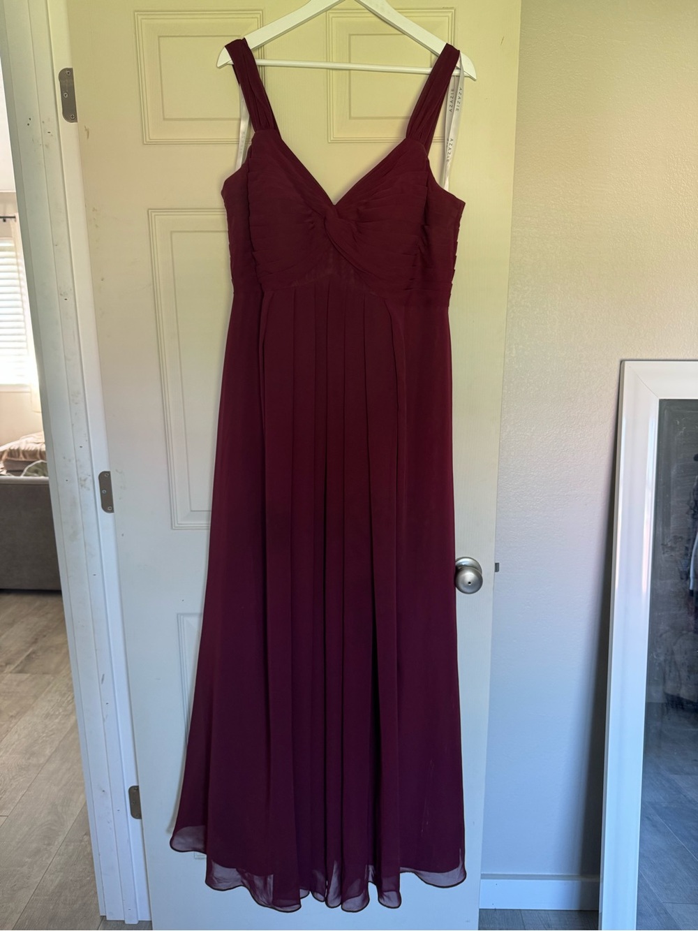 Azazie Wine Chiffon V-Neck Maxi Dress